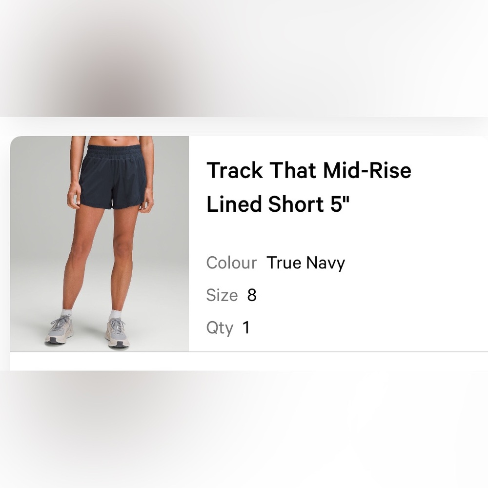 NWOT Lululemon Track that Mid Rise lined short 5” True Navy Size 8